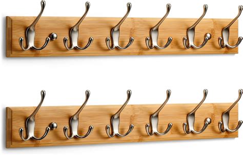 Larhn Wall Mounted Coat Rack 4 Matt Nickel Triple Coat Hooks For Wall