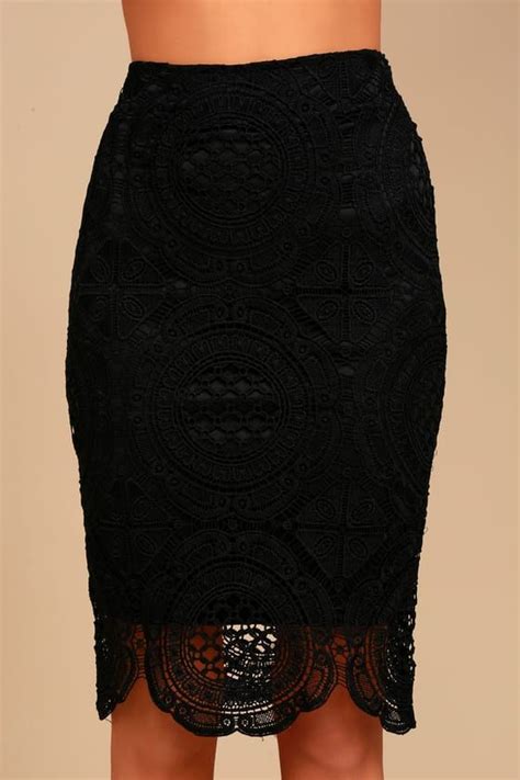 Keep It Moving Black Lace Pencil Skirt Lace Pencil Skirt Black Lace