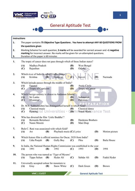 Cuet Mock Test Paper On General Aptitude With Answers Solve To Check