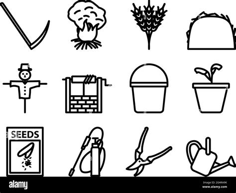 Garden Icon Set Bold Outline Design With Editable Stroke Width Vector