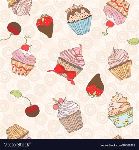 Cupcakes Colorful Seamless Pattern Royalty Free Vector Image