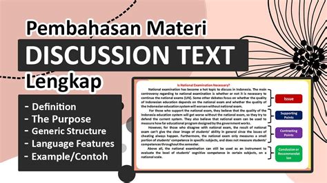 MATERI DISCUSSION TEXT LENGKAP Definition Purpose Generic Structure