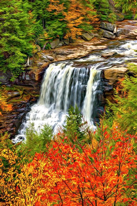 Autumn Blackwater Falls - Paint Photograph by Steve Harrington - Fine ...