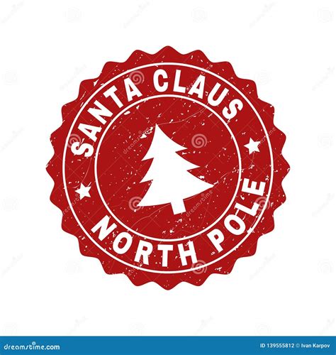 SANTA CLAUS NORTH POLE Scratched Stamp Seal with Fir-Tree Stock Vector ...