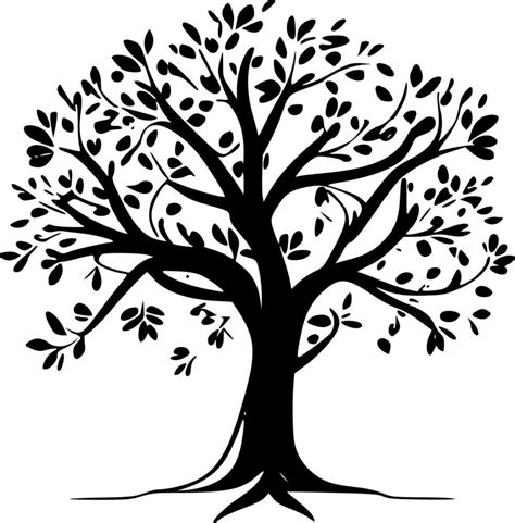 Tree Of Life Black And White Vector Illustration Vector Art