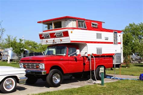 Red Ford Pickup Double Decker Camper Truck Camper Hq