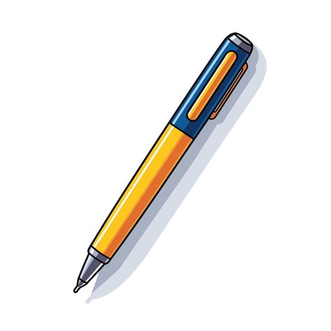 Premium Vector A Drawing Of A Blue Pen With Orange Writing On It