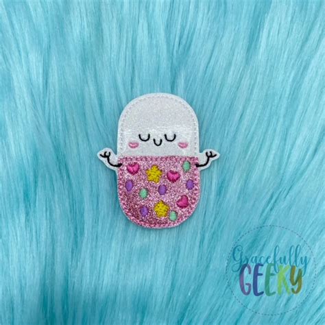 Kawaii Chill Pill Feltie Ith Embroidery Design 4x4 Hoop And Larger