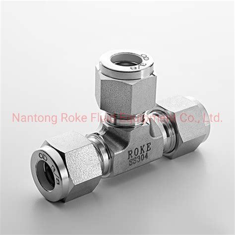 Stainless Steel Ss 304 Double Ferrules Tube Fitting 3 Way Union Tees