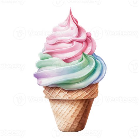 Soft Serve Ice Cream Illustration Watercolor Style 46364045 Png