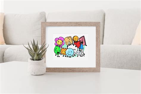 Battle For Dream Island Digital Print Bfb Fan Art Saw Bfdi Flower Bfb Firey Print Etsy