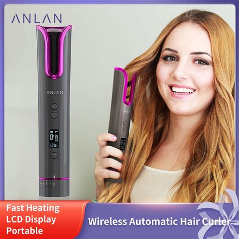 Anlan Wireless Automatic Hair Curler Cordless Portable Hair Iron Curler Usb Rechargeable Lcd