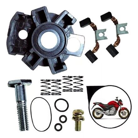 Kit Reparo Completo Escova Motor Arranque Partida CB 300 Mod Original