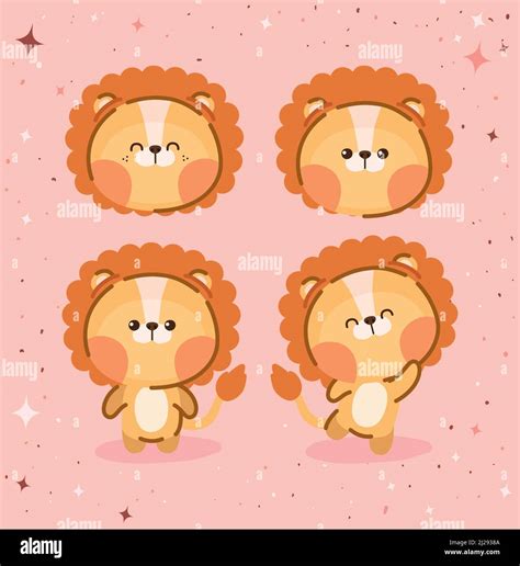 four lions set Stock Vector Image & Art - Alamy