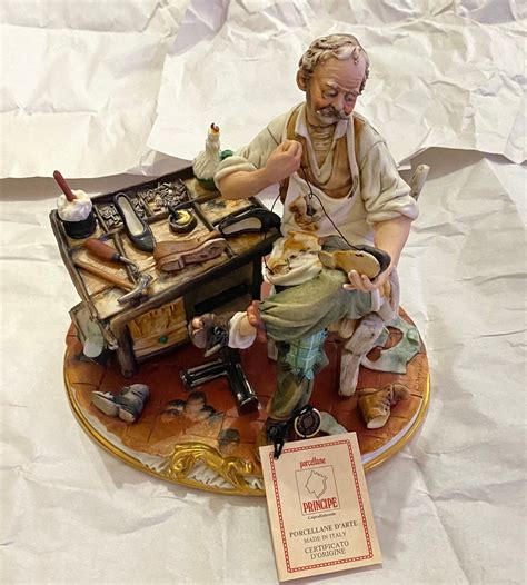 Vintage Capodimonte Porcelain Figurine Shoemaker Made In Italy The