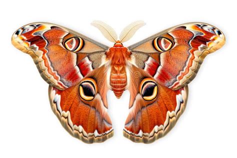 Beautiful Atlas Moth Butterfly Isolated On A White Background With