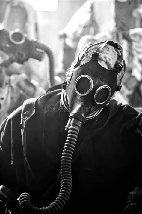 World After Nuclear War Last Surviving Mutants In Gas Mask Stock Image