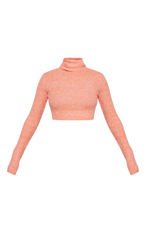 Orange Luxe Cropped Rib Knit Jumper Prettylittlething