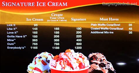 Cold Stone Ice Cream Menu