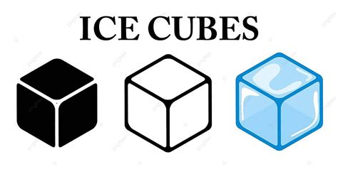 Ice Cube Icons In Cartoon Silhouette And Outline Design Vector Freeze