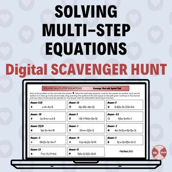 Multi Step Equations Scavenger Hunt With Symbol Path By Niki Math