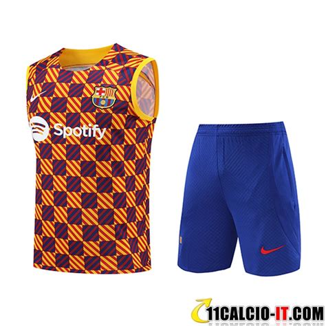 Nuove Kit Canotta Allenamento Pantaloncini Fc Barcellona Giallo