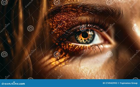 Ojos Azules Y Amarillos Mirando Con Sensualidad Generada Por Ai Stock De Ilustración