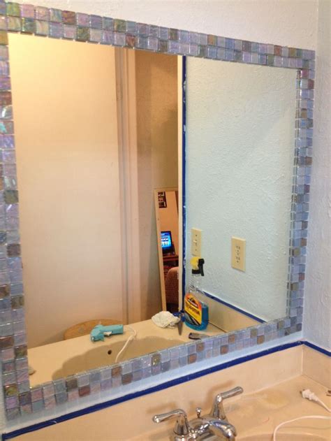 Tile Mirror Border Super Easy Bathroom Mirror Redo Mirror Tiles