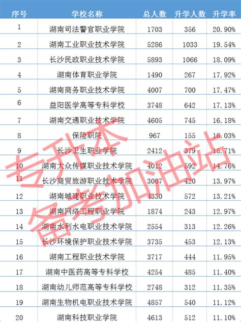 2022年湖南专科院校毕业生专升本率排名前20的院校 专升本 教务处