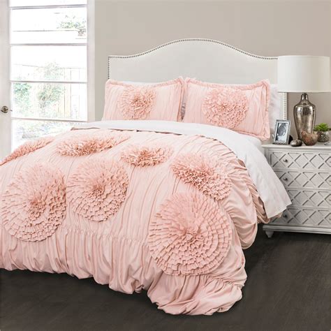 Lush Decor Serena Bedding Set Textured Ruffle Detail King Comforter Ivory 3 Pc