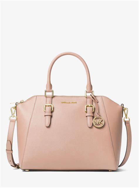 Michael Michael Kors Ciara Large Saffiano Leather Satchel In Soft Pink Gold Pink Save 22 Lyst