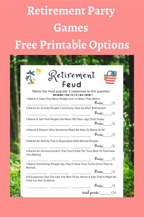 Retirement Party Games Free Printable Options Fun Party Pop