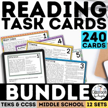 Reading Comprehension Task Cards | Bundle | PDF & Google Forms | TPT