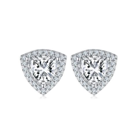 Shop Luxury Trillion Cut Moissanite Halo Earrings Online WeJEWELER