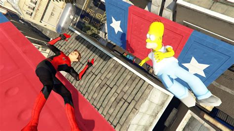 Gta V Best Extreme Ragdolls And Fails V Homer Simpson Vs Spider