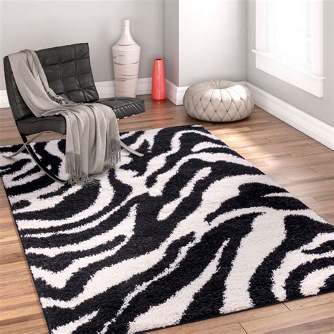 Well Woven Madison Shag Safari Zebra Black Area Rug Walmart