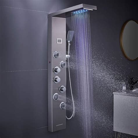 Menatt Led Shower Panel Tower System 5 In 1 Stainless Steel Shower