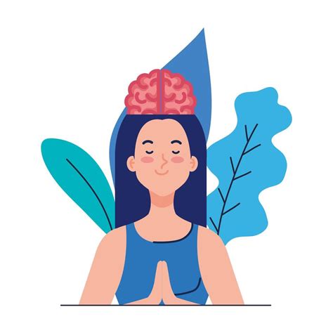 Meditating Woman With Brain Icon On White Background 1895402 Vector