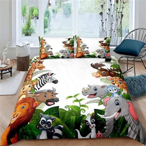 Housse de Couette Dessin animé Animal Plante Parure de Lit Imprimée 3D