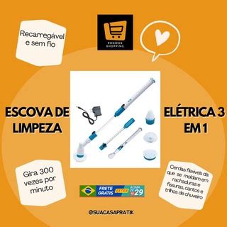 Escova Limpeza Limpa Eletrica 3 Em 1 Esfregao 360 E Recarregavel Spin