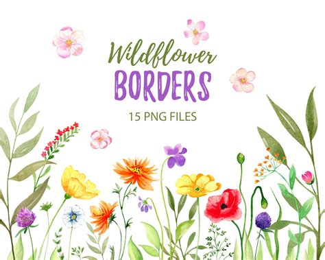 Bright Flowers Summer Flowers Wild Flowers Watercolor Clipart