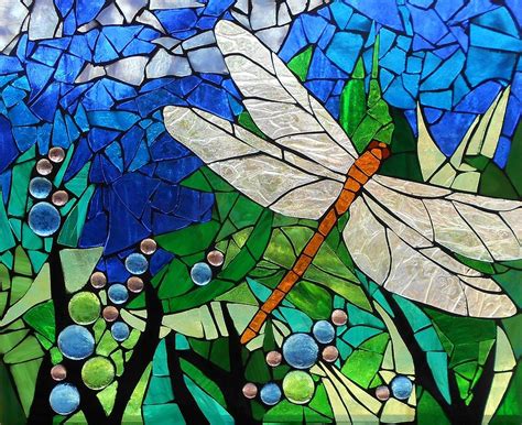 Mosaic Stained Glass Golden Brown Dragonfly Glass Art By Catherine Van Der Woerd Pixels