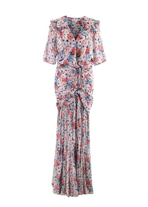 Veronica Beard Mick Wrap Effect Ruched Floral Print Silk Voile Maxi