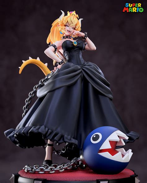 3d Printed Statue Of Bowsette Mario Full Painted Resin Figure 45cm Etsy