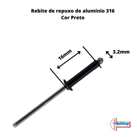 Rebite Pop De Repuxo De Alum Nio Preto X Mm P Srebitop