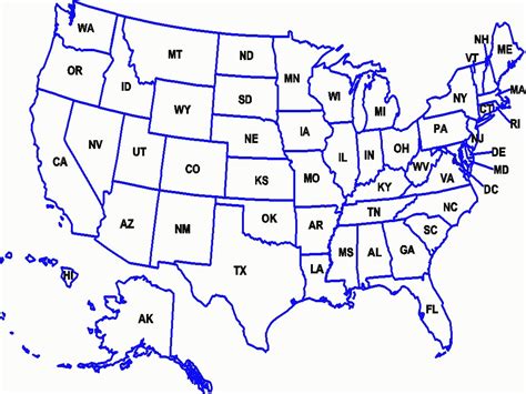 Us Map With State Abbreviations - Printable Map