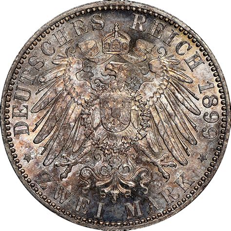 German States REUSS OBERGREIZ 2 Mark KM 128 Prices Values NGC