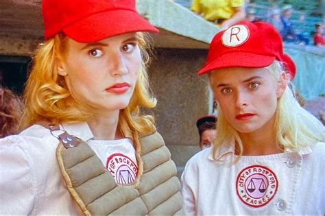 Dottie Hinson (Geena Davis) and Georgia Ellen Sue Gotlander (Freddie Simpson), Rockford Peaches ...