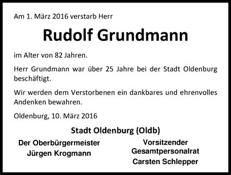 Traueranzeigen Von Rudolf Grundmann Nordwest Trauer De