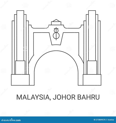 Malaysia Johor Bahru Travel Landmark Vector Illustration Stock Vector